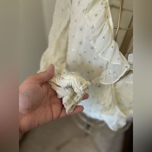 Abercrombie long sleeve metallic print  wrap top with ruffle detail S - Picture 6 of 14